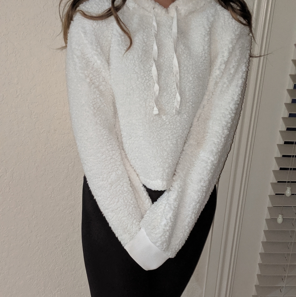 Fluffy White Hoodie